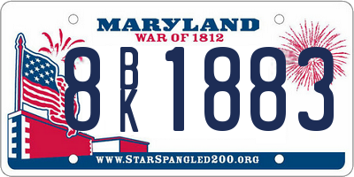 MD license plate 8BK1883