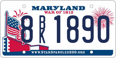 MD license plate 8BK1890