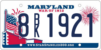 MD license plate 8BK1921
