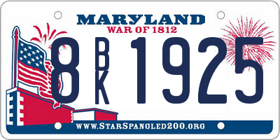 MD license plate 8BK1925