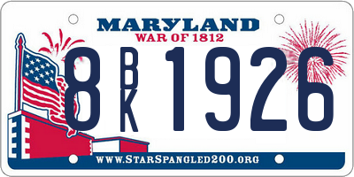 MD license plate 8BK1926