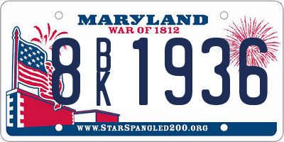 MD license plate 8BK1936