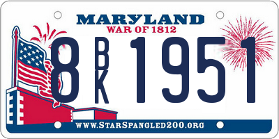 MD license plate 8BK1951