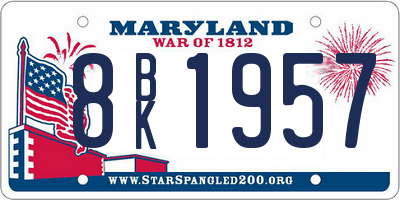 MD license plate 8BK1957