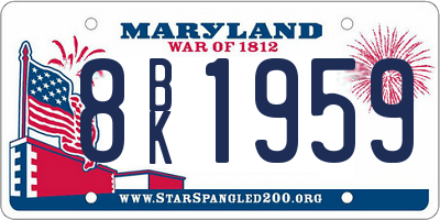 MD license plate 8BK1959