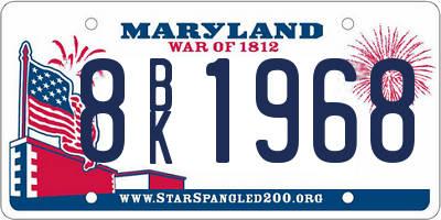 MD license plate 8BK1968