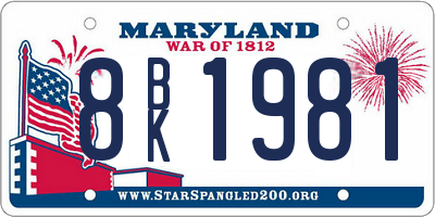 MD license plate 8BK1981