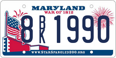 MD license plate 8BK1990