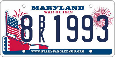 MD license plate 8BK1993
