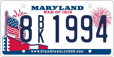 MD license plate 8BK1994