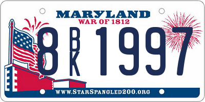 MD license plate 8BK1997