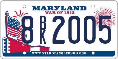MD license plate 8BK2005