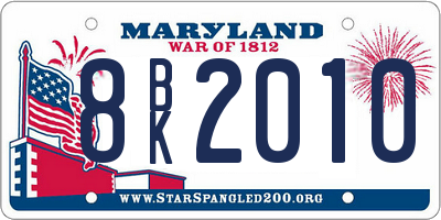 MD license plate 8BK2010