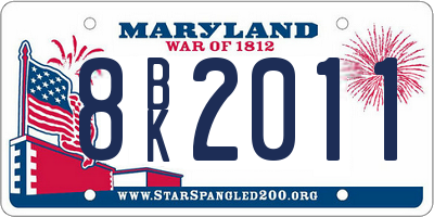 MD license plate 8BK2011