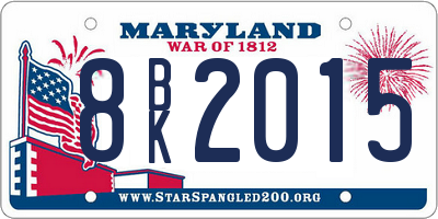 MD license plate 8BK2015