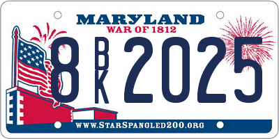 MD license plate 8BK2025