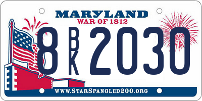 MD license plate 8BK2030
