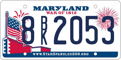 MD license plate 8BK2053
