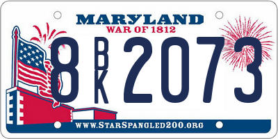 MD license plate 8BK2073