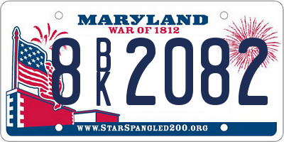 MD license plate 8BK2082