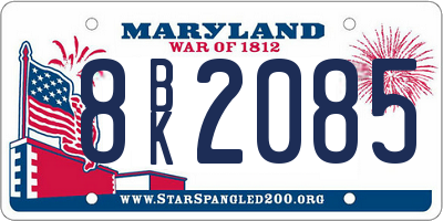 MD license plate 8BK2085