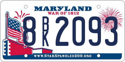 MD license plate 8BK2093