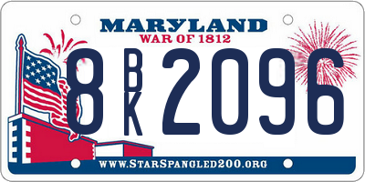 MD license plate 8BK2096