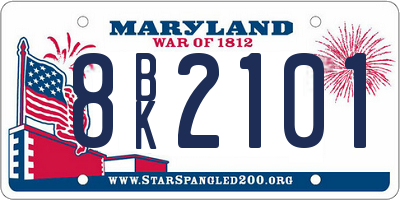 MD license plate 8BK2101