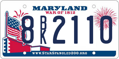 MD license plate 8BK2110
