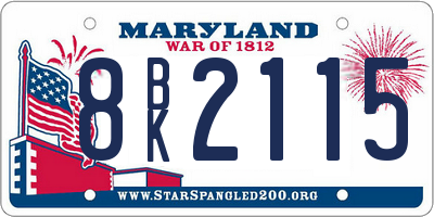 MD license plate 8BK2115