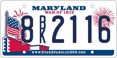 MD license plate 8BK2116