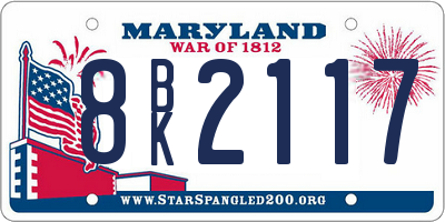 MD license plate 8BK2117