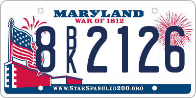 MD license plate 8BK2126