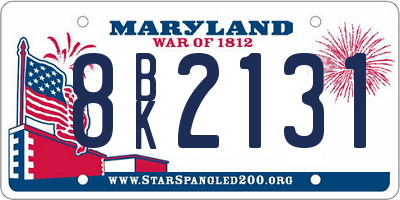MD license plate 8BK2131
