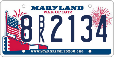 MD license plate 8BK2134
