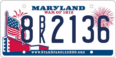 MD license plate 8BK2136