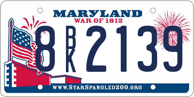 MD license plate 8BK2139