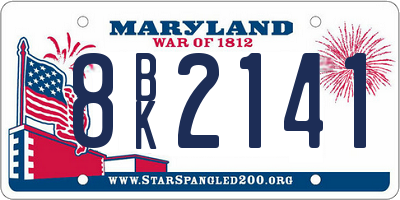 MD license plate 8BK2141