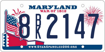 MD license plate 8BK2147