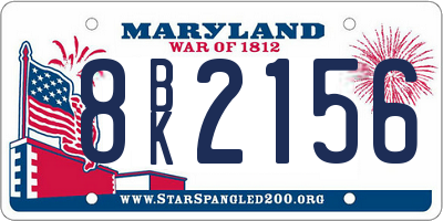 MD license plate 8BK2156