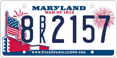 MD license plate 8BK2157