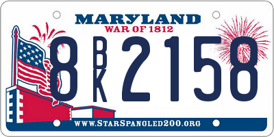MD license plate 8BK2158