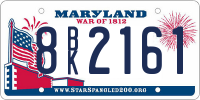MD license plate 8BK2161