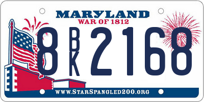 MD license plate 8BK2168