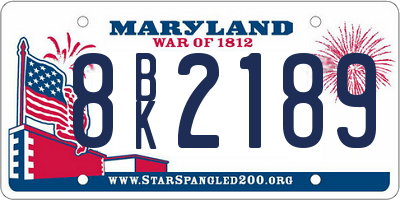 MD license plate 8BK2189