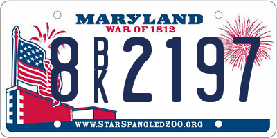 MD license plate 8BK2197