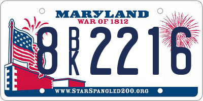 MD license plate 8BK2216