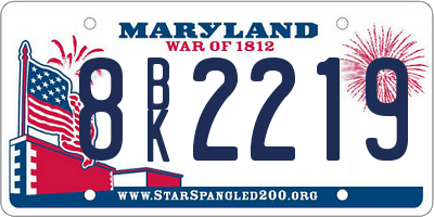 MD license plate 8BK2219