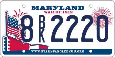 MD license plate 8BK2220