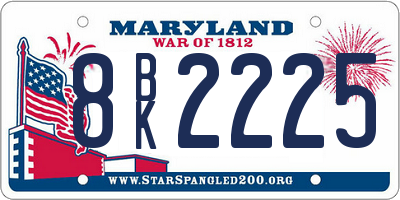 MD license plate 8BK2225